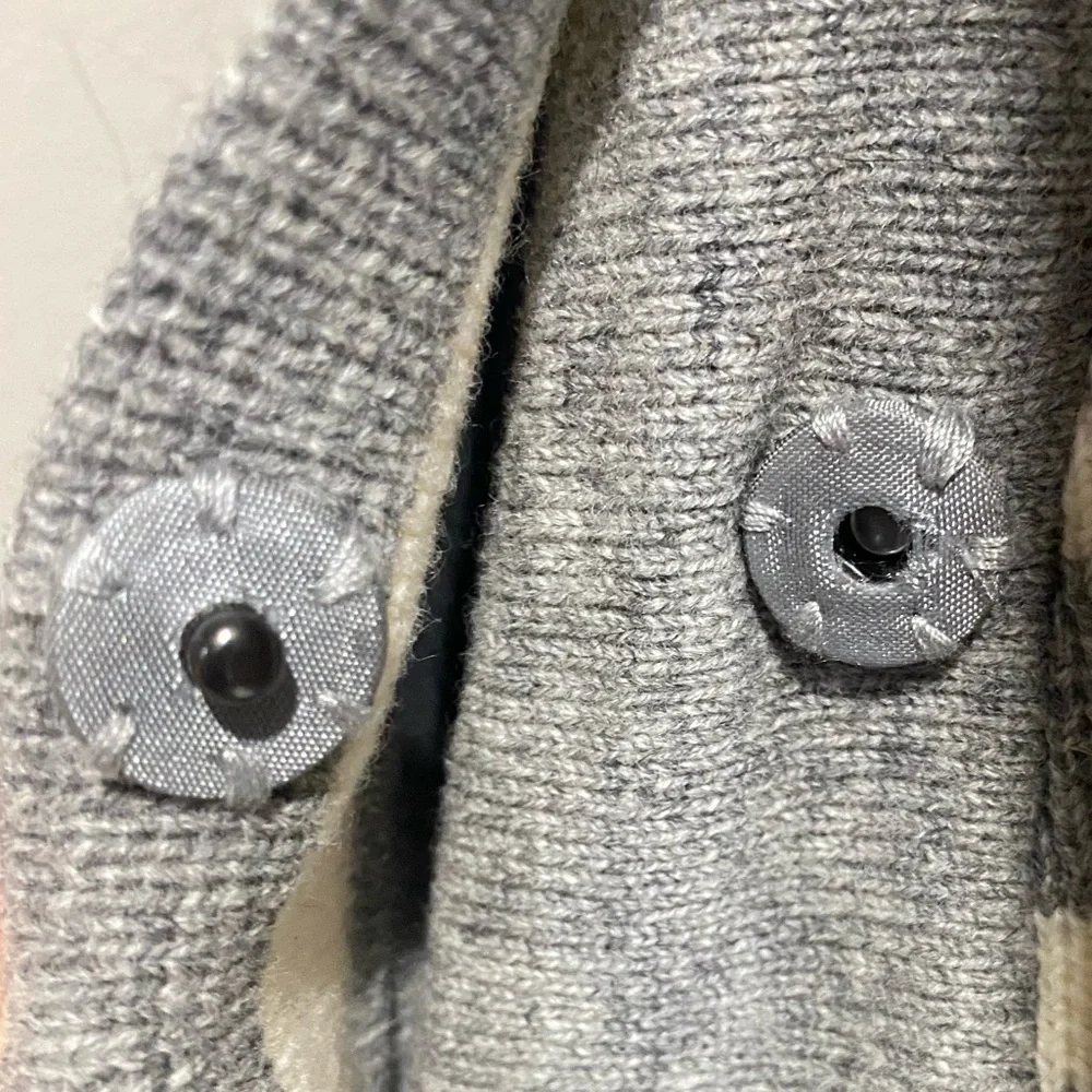 Women’s J. Crew Striped Gray and Cream Coat - Picture 6 of 7